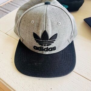 Grey addidas flat bill hat
